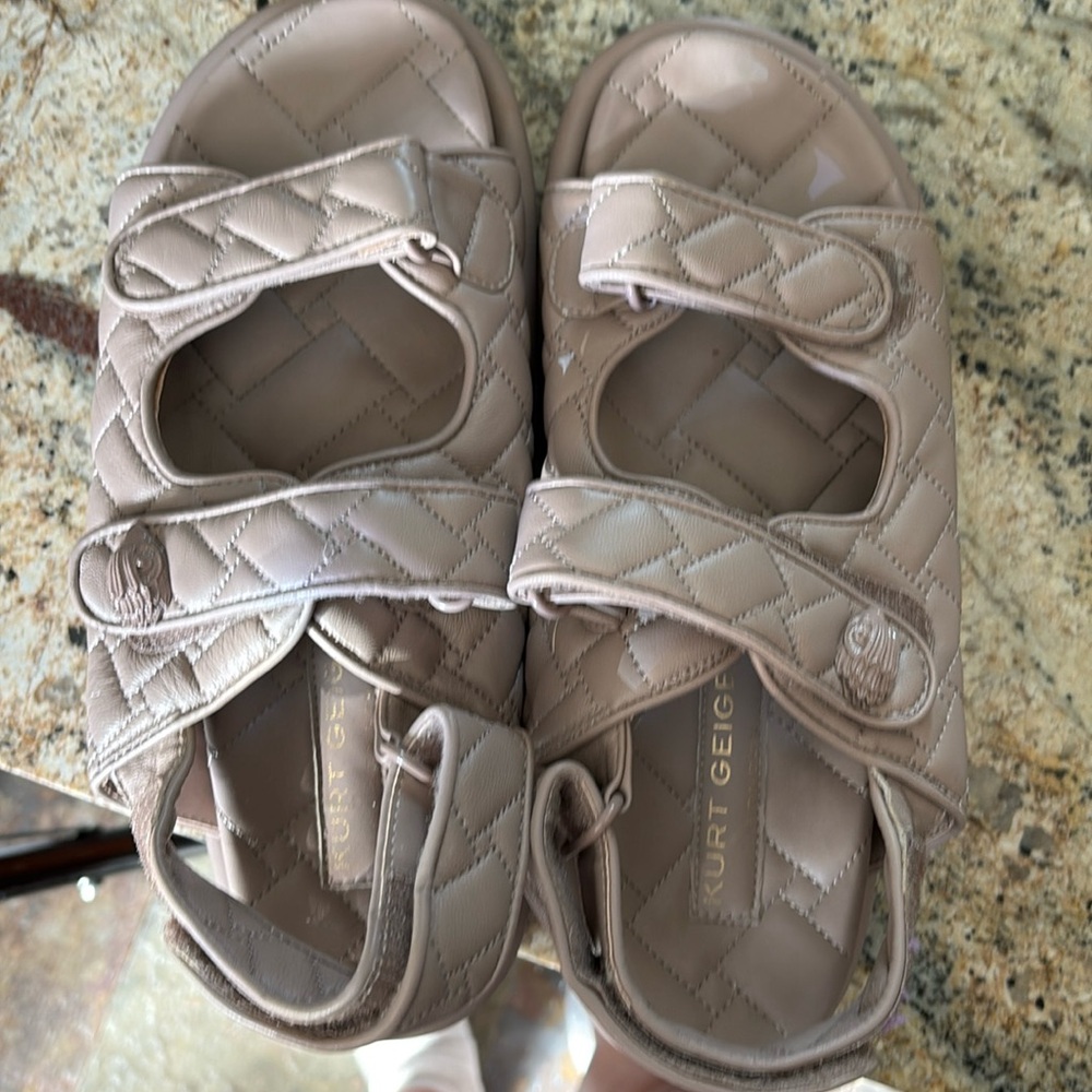 Kurt Geiger Quilted Beige Patent Sandals